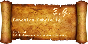 Bencsics Gabriella névjegykártya